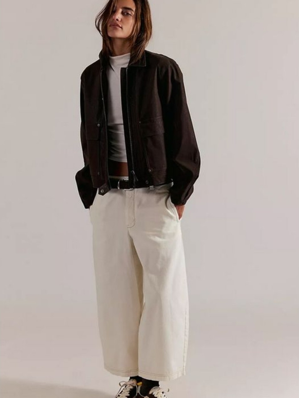 NWT Free People We The Free Lay Down Chino Trousers Clean Ivory Size 0 / UK 4
